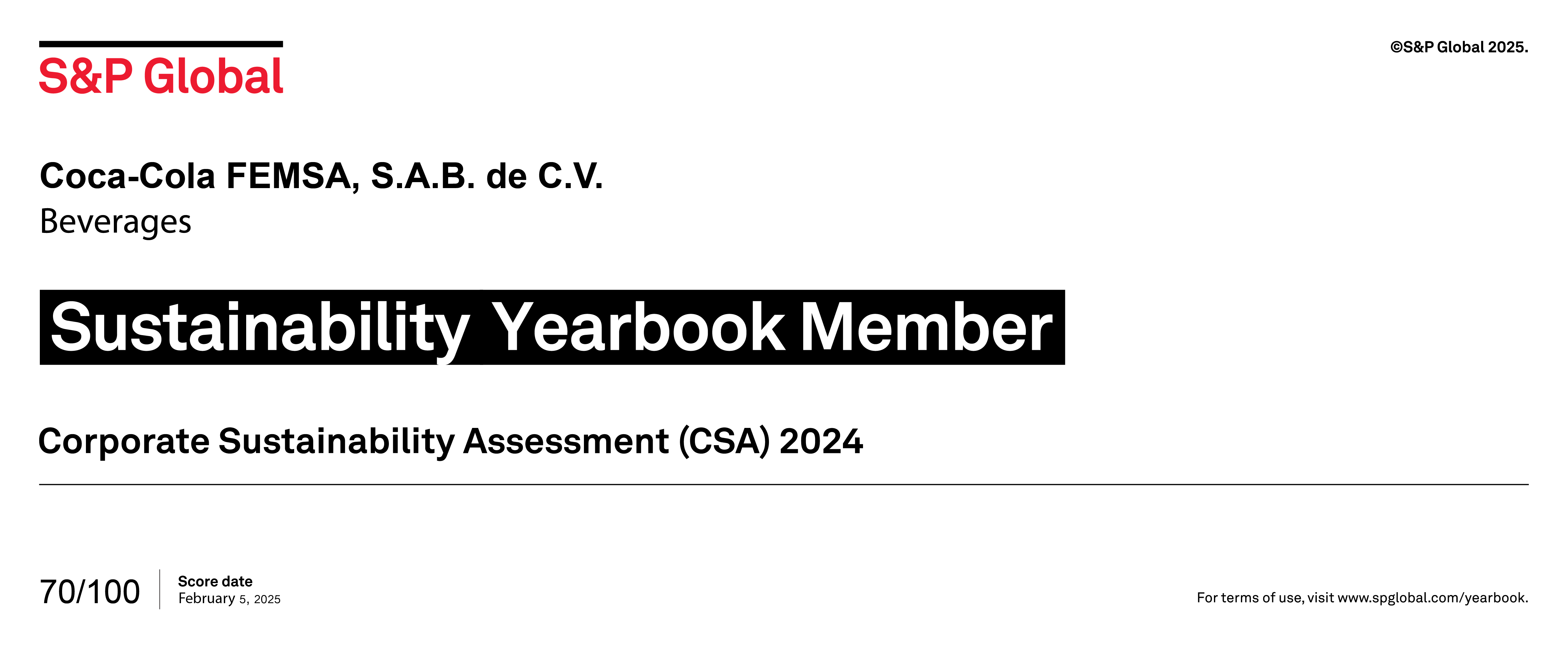 Imagen de FEMSA y Coca-Cola FEMSA son reconocidas en el S&P Global Sustainability Yearbook 2025