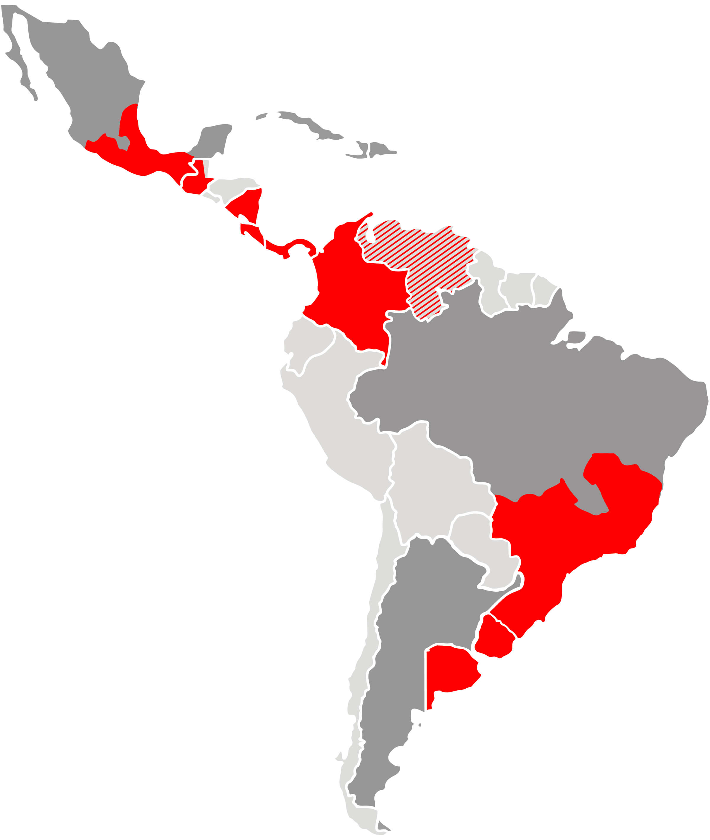 Mapa de Presencia de Coca-Cola FEMSA en América