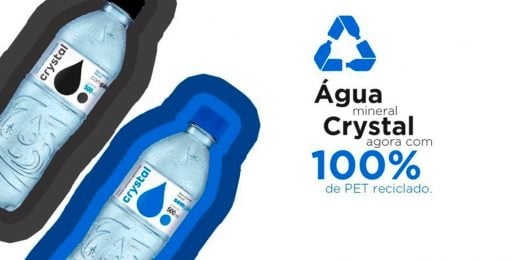 Água mineral Crystal agora com 100% de PET reciclado.